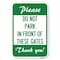 Signmission Please Do Not Park in Front of These Gates Heavy-Gauge Aluminum Sign, 12" x 18", A-1218-23279 A-1218-23279 - alternate 1